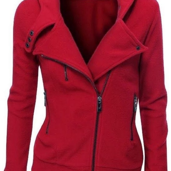 W Jackets & Blazers - Red fleece fashion jacket